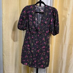 Pam & Gela Black Floral Mini Dress